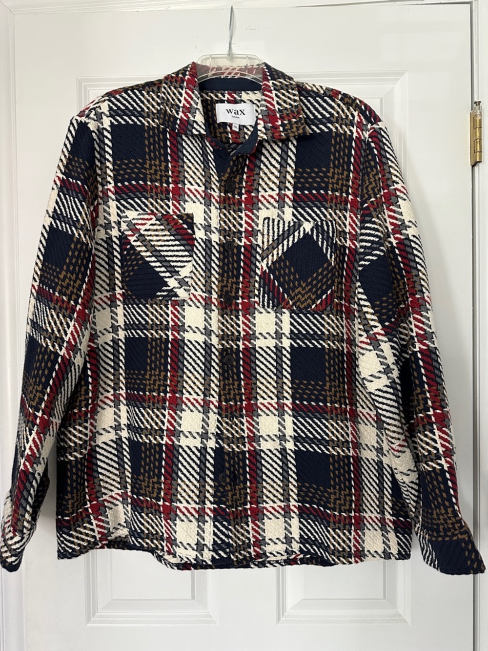 Wax Navy, Red, & Cream Plaid Lightweight Shirt Jacket - Men’s, never worn